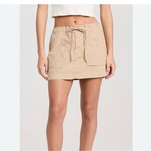 AMO Maggie Skirt Tan Cargo Mini Low Rise Size Small Cotton